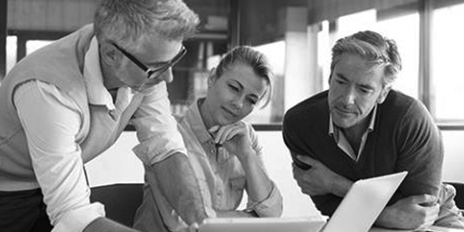 conference room meeting with 3 people